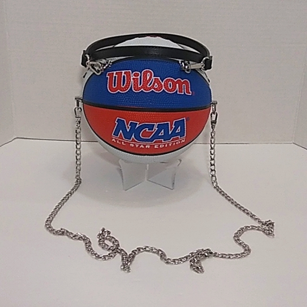 NWT HANDMADE Small RED, WHITE & BLUE Wilson Basketball Purse 🏀 - Picture 4 of 16